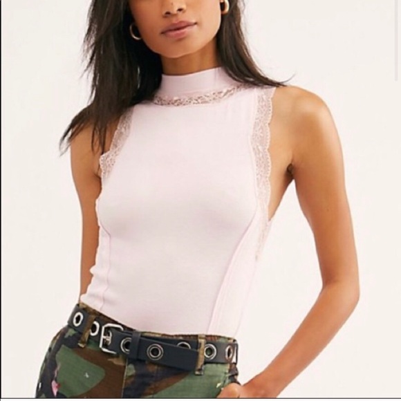 NWT Free People Pink Dale Back Cutout Lace Tank - Picture 3 of 11